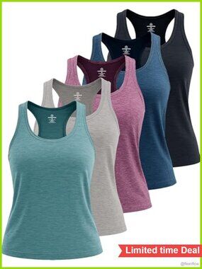 5 Pack Women's Dry Fit Tank Tops Sleeveless Athletic Workout Gym Yoga